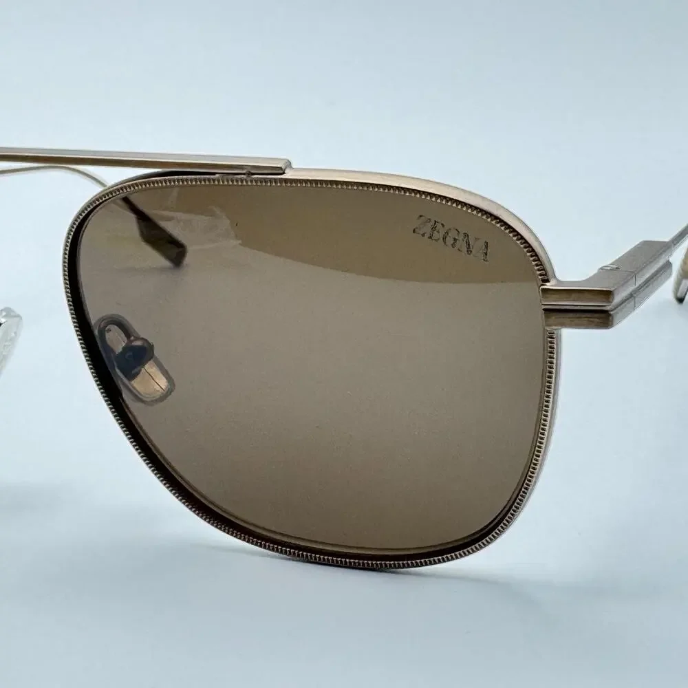 Ermenegildo Zegna Sunglasses EZ0291 35E Matte Light Brown Frame Brown Lens 57mm